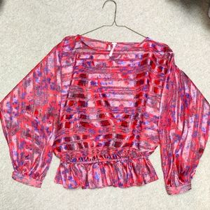 Free people dressy coral pink blouse